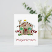 Prettig Kerstmis Huis van Gemberkoek Ansichtkaart Briefkaart (Staand voorkant)