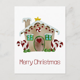 Prettig Kerstmis Huis van Gemberkoek Ansichtkaart Briefkaart