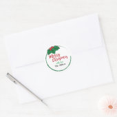 Prettig Kerstmis Hulstbessen Persoonlijk Ronde Sticker (Envelop)