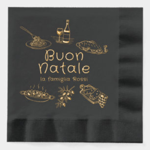 Prettig Kerstmis Italiaans Kerstfeest Eten Doodles Folie Servetten