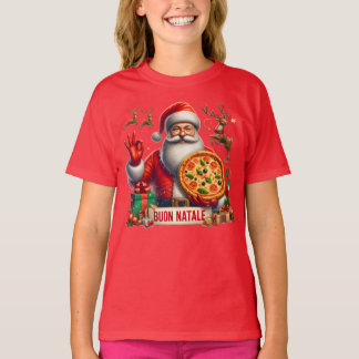 Prettig Kerstmis Italiaanse Kerstman met Pizza & R T-shirt