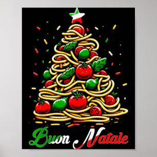 Prettig Kerstmis Italiaanse Pasta Kerstboom Kerstm Poster