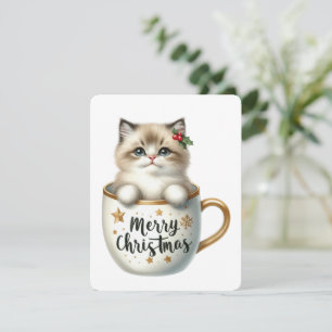 Prettig Kerstmis Kat In Een Kop - Kerstmis Feestdagenkaart