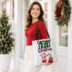 Prettig Kerstmis Kerst Santa Plaid Draagtas