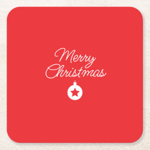 Prettig Kerstmis Klassiek Uniek Minimalistisch Een Vierkante Kartonnen Onderzetter