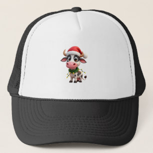 Prettig Kerstmis Koe Santa Kerstlichten Koe Kerstm Trucker Pet