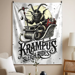 Prettig Kerstmis Krampus Kerst Sleetochtjes Wandkleed