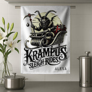 Prettig Kerstmis Krampus Kerstmis slee-ritten Theedoek