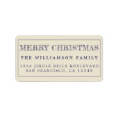 Prettig Kerstmis Marineblauw Antiek Retouradres Etiket (Voorkant)