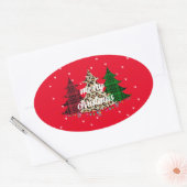 Prettig Kerstmis Modern & Elegant  Ovale Sticker (Envelop)