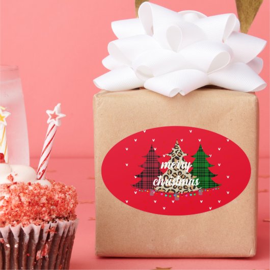 Prettig Kerstmis Modern & Elegant  Ovale Sticker (Feest)