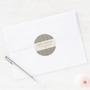 Prettig Kerstmis Moderne Bruine Strepen Ronde Sticker