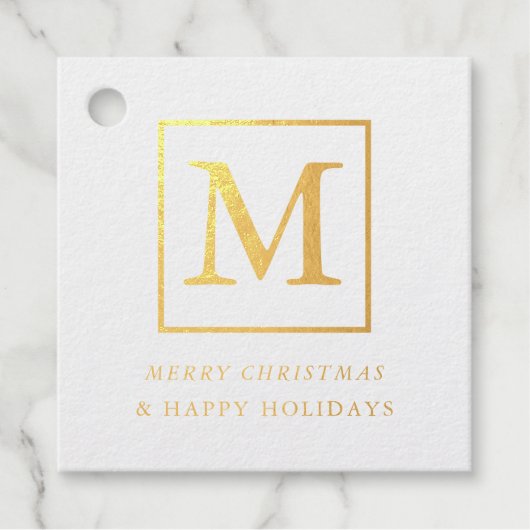 Prettig Kerstmis Monogram Bedankjes Labels (Voorkant)