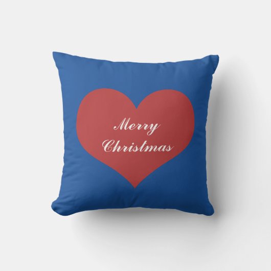 Prettig Kerstmis Nautisch Blauw Wit Rood Hart Cute Buitenkussen (Voorkant)