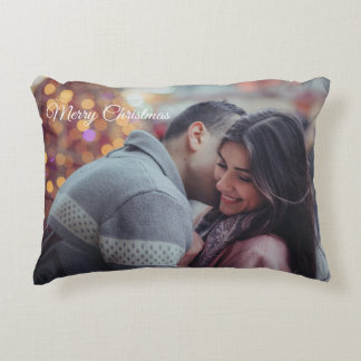 Prettig Kerstmis Pastel Liefde Romantisch Koppel F Accent Kussen