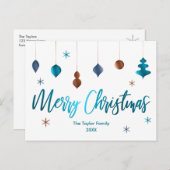 Prettig Kerstmis Retro Turkoois Koper Marine Decor Feestdagenkaart (Voorkant / Achterkant)