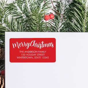 Prettig Kerstmis Rode Retouradres Etiket