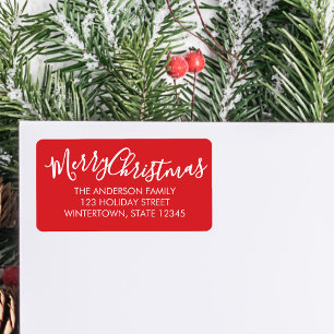 Prettig Kerstmis Rode Retouradres Etiket