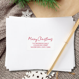 Prettig Kerstmis Rode Script Retouradres Etiket