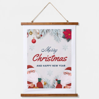 Prettig Kerstmis Rode Versiering met Goud Hangend Wandkleed