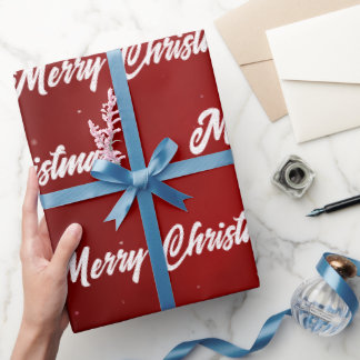 Prettig Kerstmis Rood Dieprood Elegant Cadeaupapier