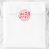 Prettig Kerstmis Rood en Roze Script Sticker (Tas)