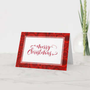 Prettig Kerstmis Rood Schrift met Cirkels & Strepe Feestdagen Kaart