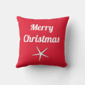 Prettig Kerstmis Rood Wit Nautische Zeester Cadeau Buitenkussen (Achterkant)