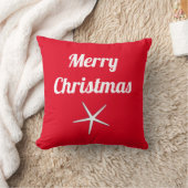Prettig Kerstmis Rood Wit Nautische Zeester Cadeau Kussen (Deken)