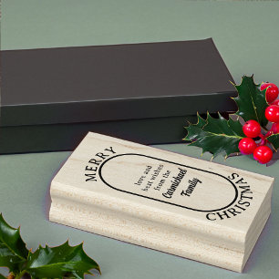 Prettig Kerstmis Ruit Logo Stijl Vet Schrift Rubberstempel