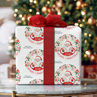 Prettig Kerstmis Schattige Waterverf Kerstman Gepe Cadeaupapier