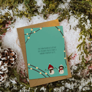 Prettig Kerstmis Sneeuwman Duo– Winterlichten op T Bedankkaart