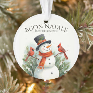 Prettig Kerstmis Sneeuwman & Kardinalen Aangepaste Ornament
