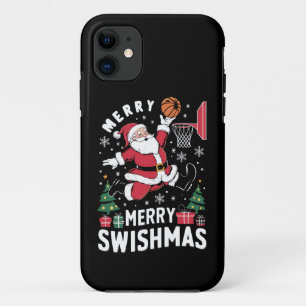Prettig Kerstmis Swishmas Kerstman Basketbal Spele iPhone 11 Hoesje
