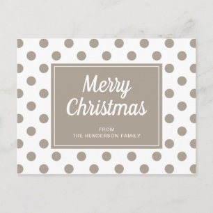 Prettig Kerstmis Taupe Beige Stippen Briefkaart