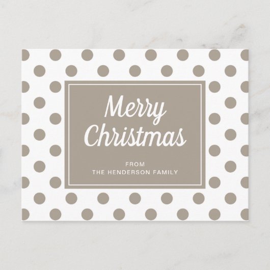 Prettig Kerstmis Taupe Beige Stippen Briefkaart (Voorkant)
