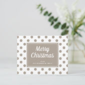 Prettig Kerstmis Taupe Beige Stippen Briefkaart (Staand voorkant)