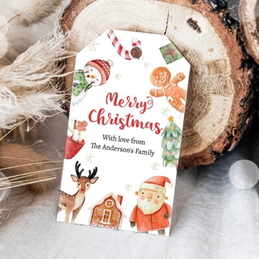 Prettig Kerstmis Vakantie Kerstman Cadeau Familie Cadeaulabel