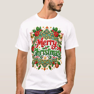 Prettig Kerstmis Versierde Mandala T-shirt