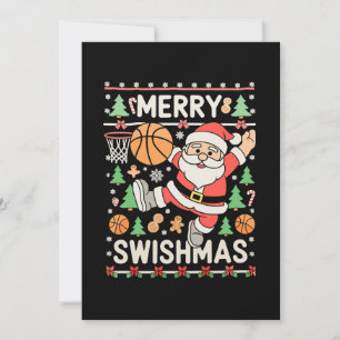 Prettig Kerstmis Vies Kerst Basketbal Kerstman Kaart