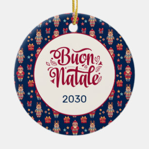 Prettig Kerstmis Volk Kerstman Rendier Blauw Op Ma Keramisch Ornament