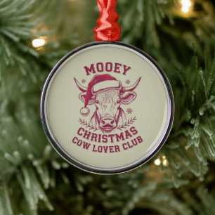 Prettig Kerstmis Western Cow Lover Club Kerstseizo Metalen Ornament