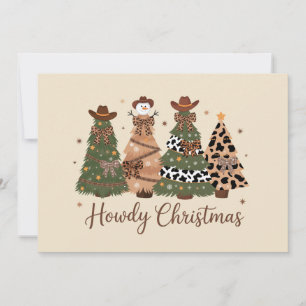 Prettig Kerstmis Western Retro Boom Cowboy Cowgirl Feestdagenkaart