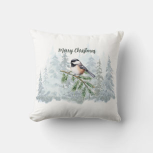 Prettig Kerstmis Winter Spar Boom Mees Kussen