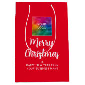 Prettig Kerstmis Zakelijk Logo Hier Aanpasbaar Medium Cadeauzakje (Voorkant)