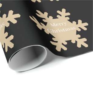 Prettig Kerstmis Zwarte Gouden Sneeuwvlok Patronen Cadeaupapier