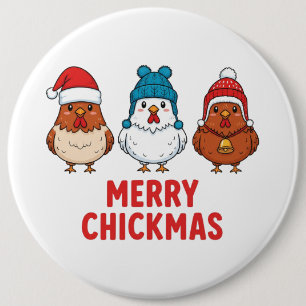 Prettig Kiekmas Grappige Kip Kerstmis Ronde Button 6,0 Cm