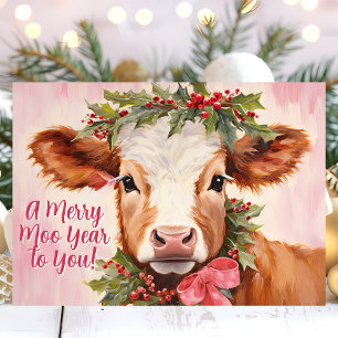 Prettig Koe Nieuwjaar Kerstmis Feestdagen Kaart