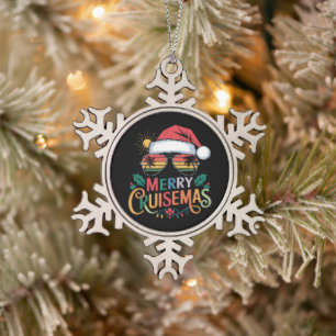 Prettig Kruisemas 2024 Kerstman Rendier Tin Sneeuwvlok Ornament