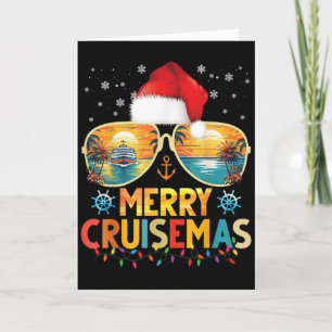 Prettig Kruisemas Kerstman Hoed Retro Cruise Schip Kaart